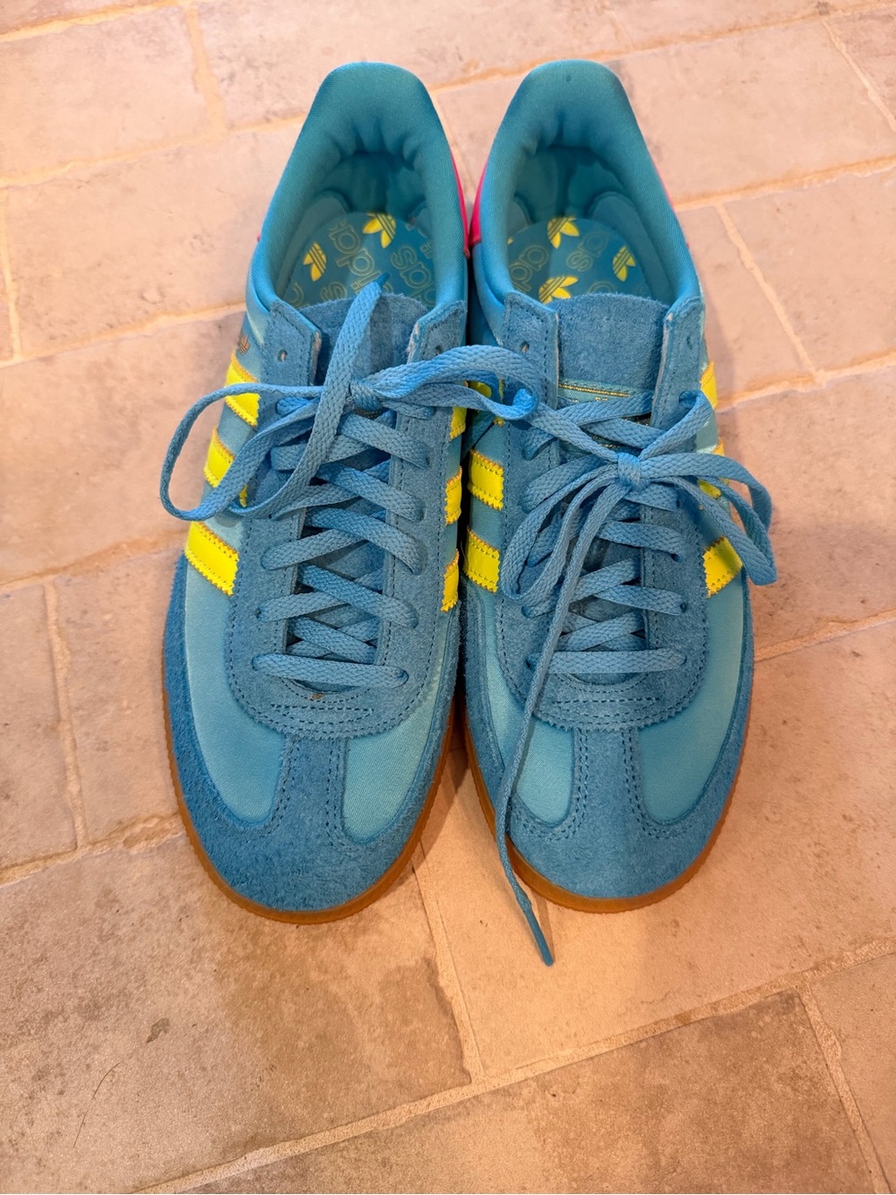 adidas spezial Women's Teal Sneakers with Yellow Stripes